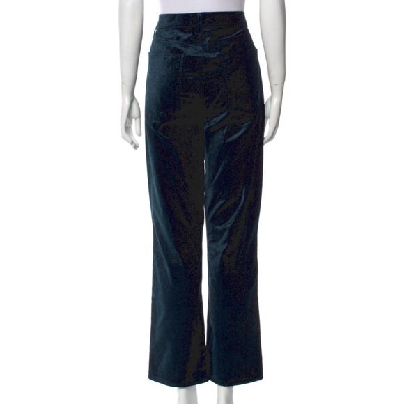 Agolde Deep Teal Green Soft Velvet High Rise Stovepipe Jeans Pants 30 - Picture 6 of 11